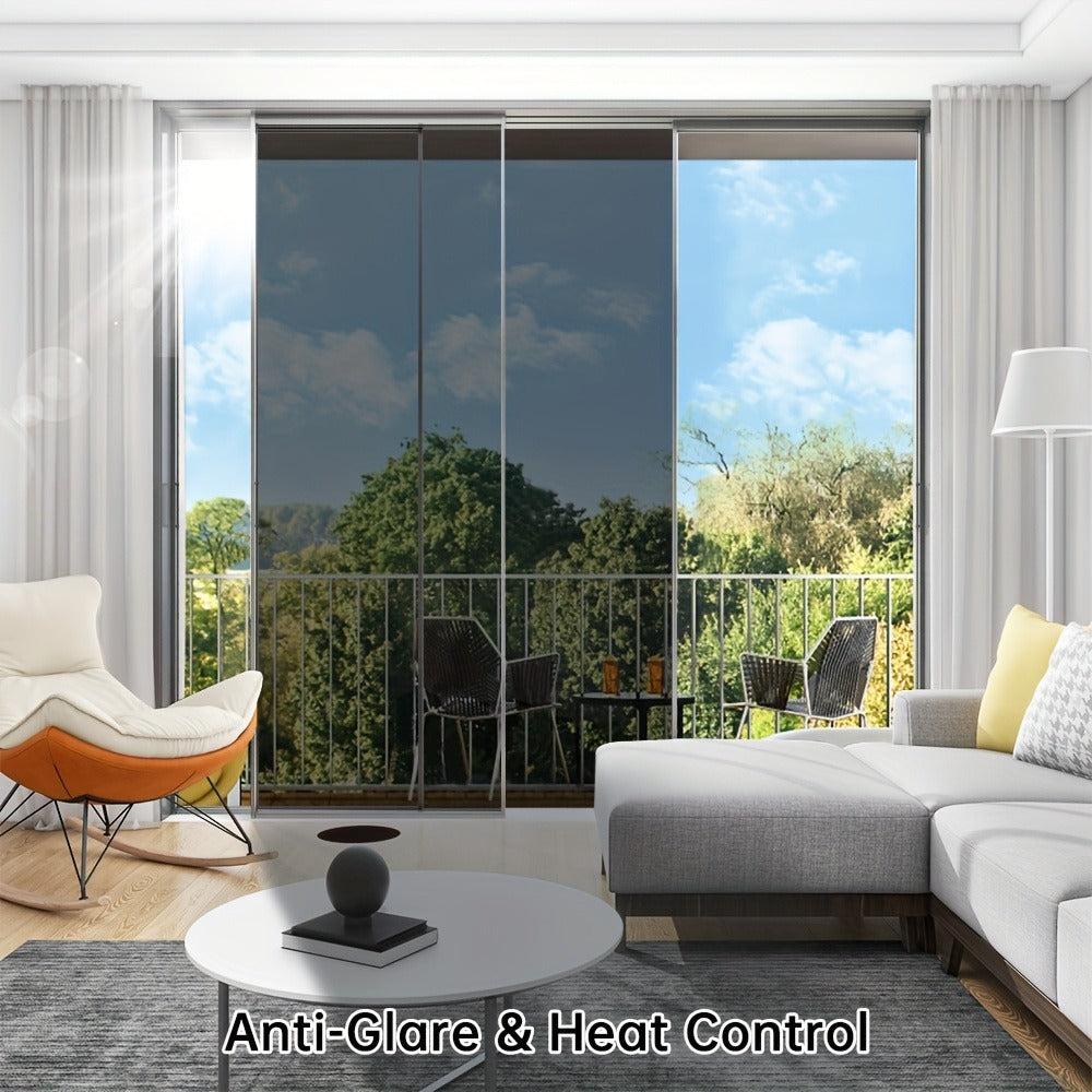 One Way Privacy Window Film Static Cling No Glue - Heat Control Anti-Glare Sun Blocking Reflective Mirror Tint for Home Office Hotel, Nano Ceramic 5Mil PVC, Easy Install Removable Window Privacy Film