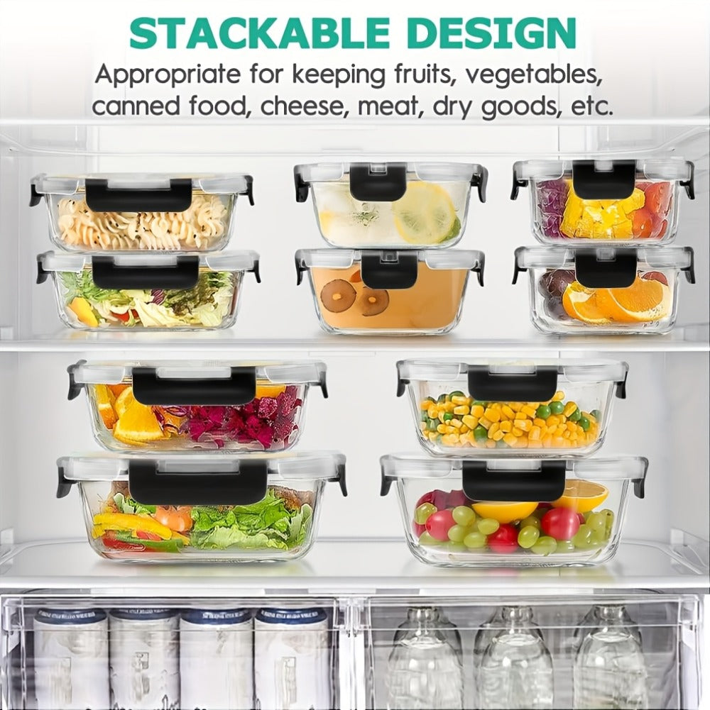 Borosilicate Glass Food Storage Containers Set ¨C 10/12/17pcs Airtight Meal Prep Bento Boxes with Locking Lids, BPA Free, Microwave & Dishwasher Safe, Leak Proof, Mixed Colors
