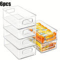 Refrigerator Organizer Bins 6pcs Set - Clear Fridge Storage Bins for Freezer Kitchen Cabinet Pantry Bathroom Bedroom Organization 10 Inch Transparent Food Storage Containers