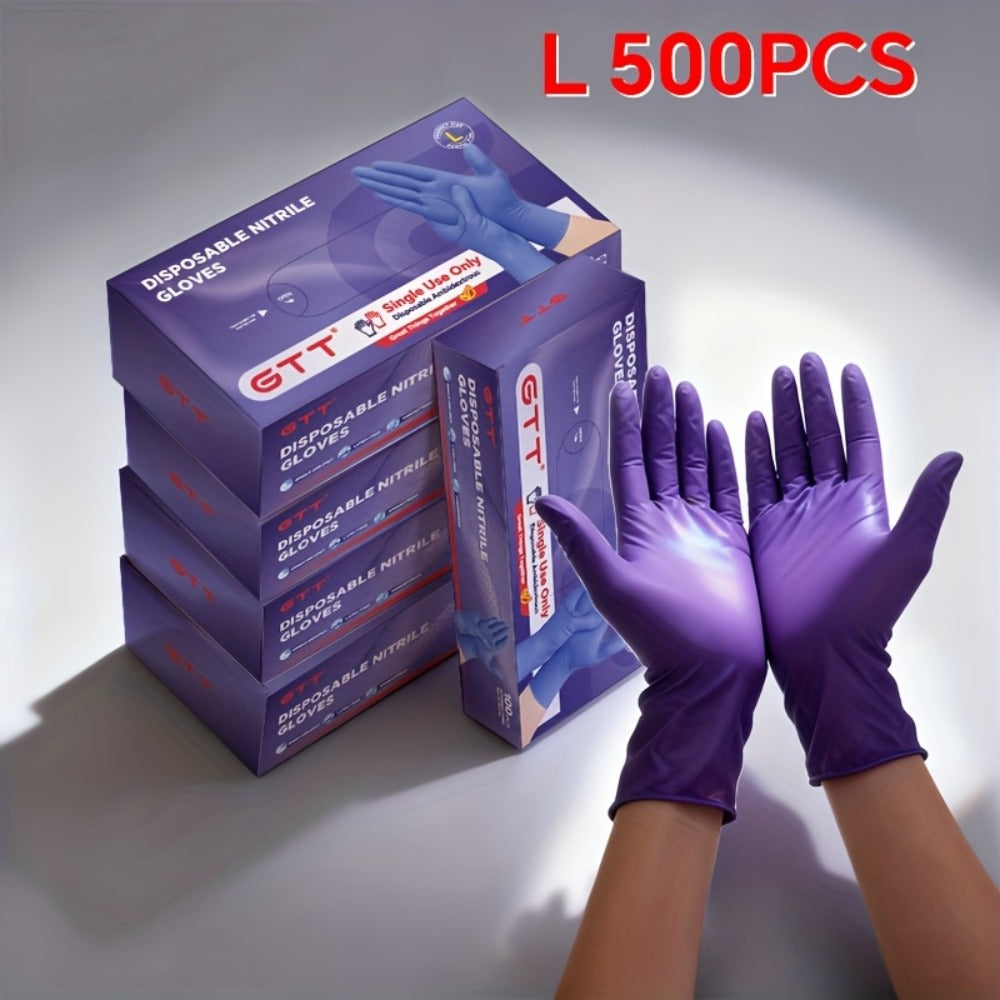Disposable Nitrile Gloves 500pcs Dark Purple 4.5 Mil Latex-Free Powder-Free S/M/L/XL Kitchen Cleaning Pet Care Multi-Purpose