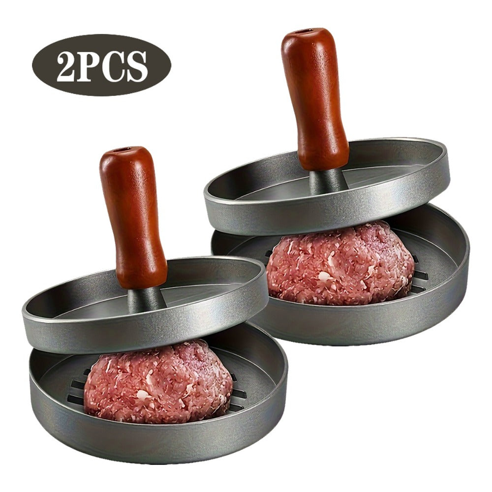 Burger Press Patty Maker 2-Pack, Non-Stick Hamburger Press Mold for Beef, Chicken, Fish & Poultry, Heavy-Duty Round Patty Maker with Easy-Release Mechanism for Home & Professional Kitchen Grilling