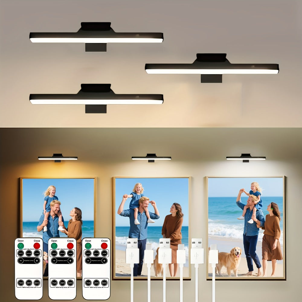 Picture Lights for Wall Battery Operated Rechargeable | Cordless LED Wall Sconce with Remote & 3 Color Temperatures ¨C Art Light for Painting, Frame, Gallery & Dartboard, Black