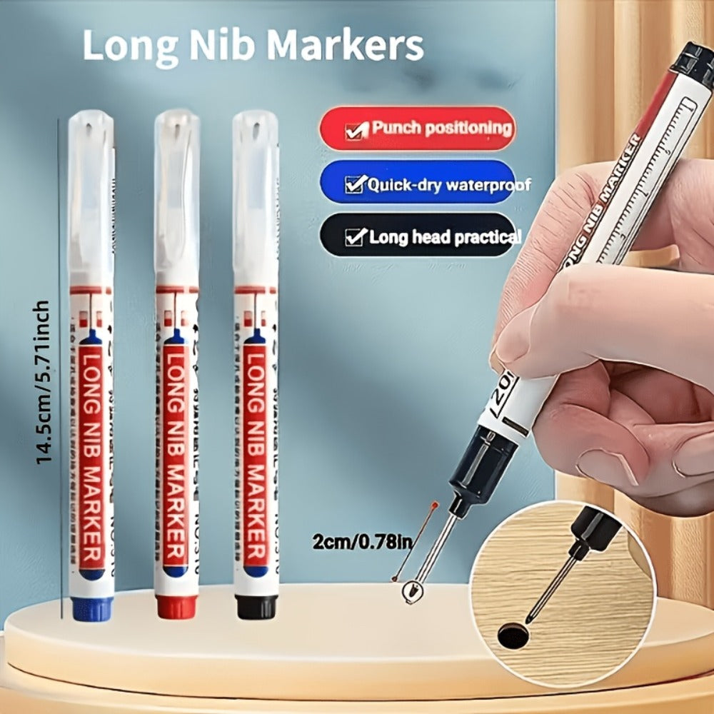 Deep Hole Marking Pens 29 Pack ¨C Long Point Oil-Based Woodworking Markers, Multi-Color Red Blue Black Pencils for Wood, Ceramic, Tile & Bathroom Installation, Carpenter Marking Tool Set