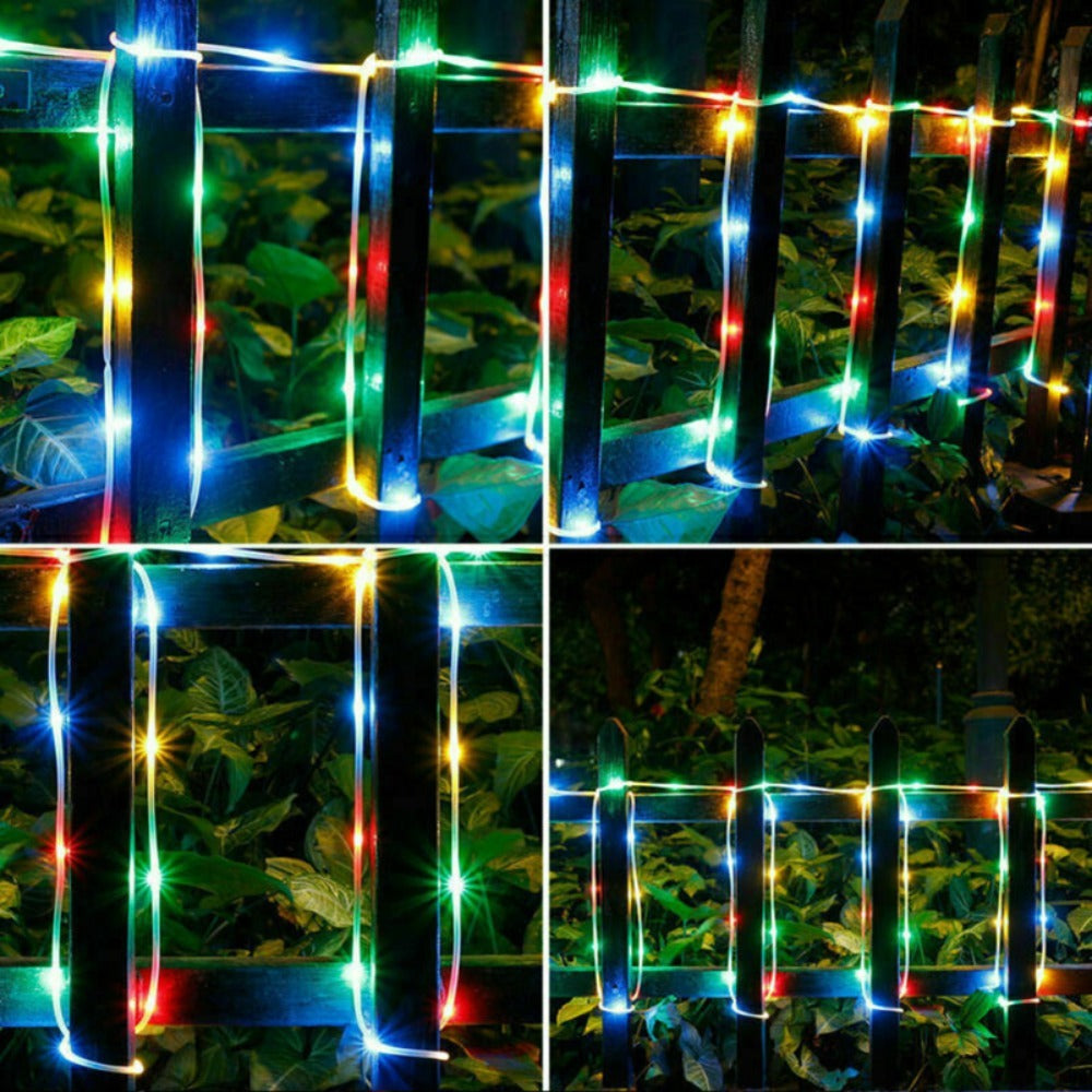 Outdoor Solar LED String Lights Waterproof ¨C Flexible Fairy Lights 23FT to 105FT for Pool, Fountain, Garden, Patio & Wedding Decor ¨C Neon Blue, White, RGB & Amber Colors