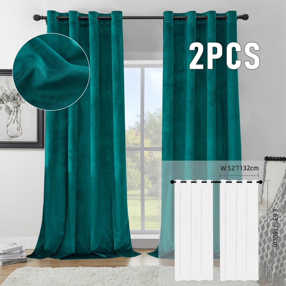 Velvet Room Darkening Curtains 2 Panels | Grommet Top Thermal Insulated Soundproof Blackout Curtains for Living Room Bedroom, Soft Solid Color Vintage Window Drapes