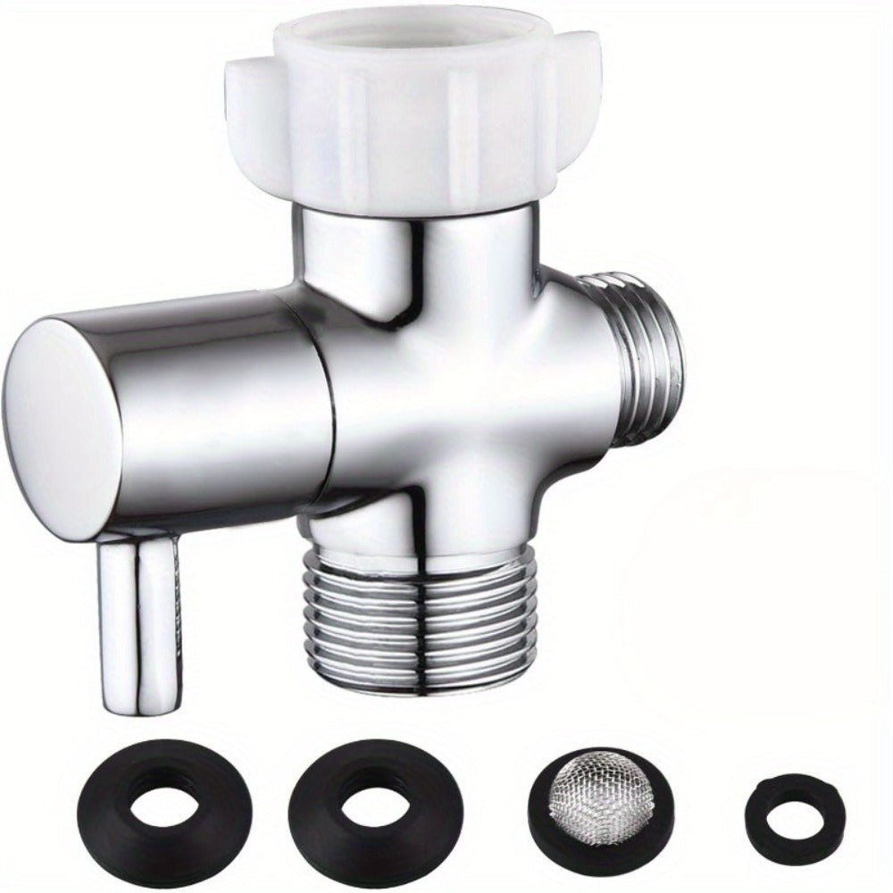 Toilet T-Adapter Diverter Valve with Shutoff - 304 Stainless Steel G7/8 American Thread, Chrome Finish, O-Ring & Mesh Filter Included, No Electricity Required, Universal Toilet Accessory