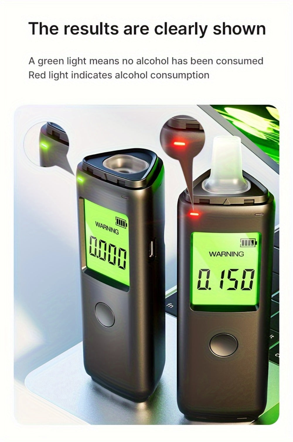 Breathalyzer Alcohol Tester 2-in-1 Rechargeable Dual Mode Blow Activated Digital BAC Tester for Personal Use Drunk Driving Prevention Portable Alcohol Meter