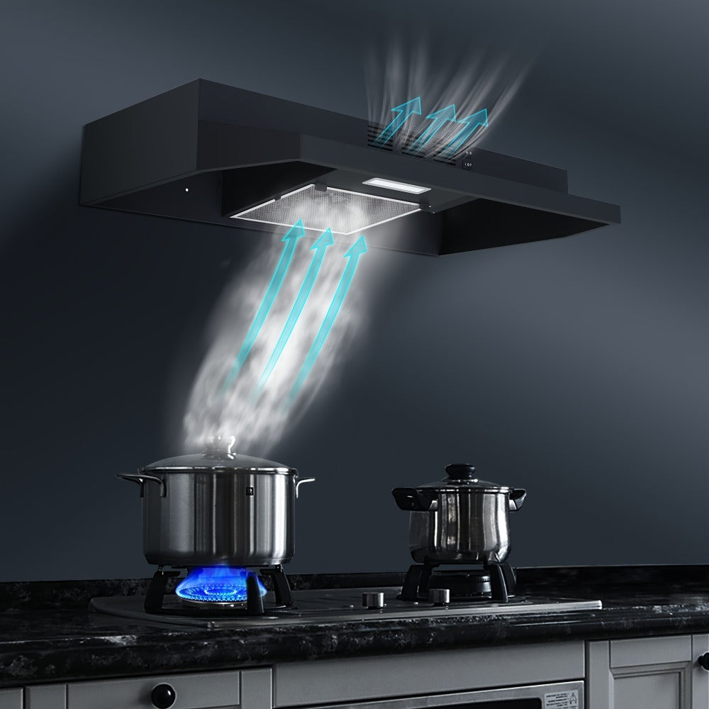 Range Hood 30 Inch Under Cabinet | Ducted & Ductless Convertible Kitchen Vent Hood with LED Light & 2-Speed Exhaust Fan, Stainless Steel ¨C Black, White & Silver, Easy Install