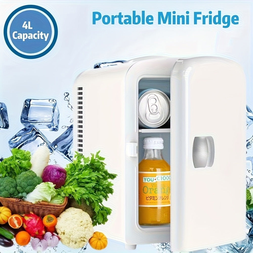 Mini Fridge Skincare Refrigerator 1.06 Gallon Portable - Mini Freezer for Bedroom Dorm Office, Compact Personal Fridge for Skincare Drinks Snacks, White Black