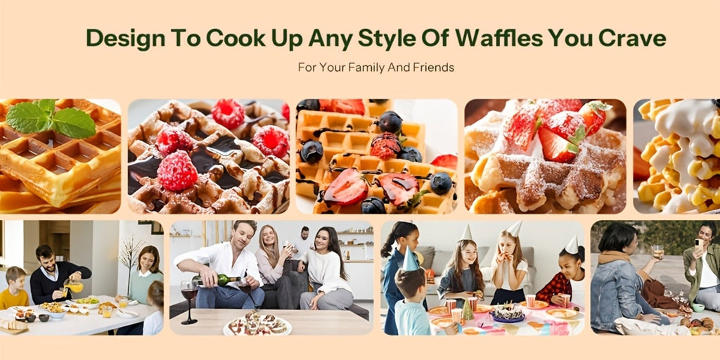 Rotating Belgian Waffle Maker 180¡ã Flip Waffle Iron - Non-Stick Plates, Adjustable Browning Control, Foldable Cool-Touch Handle, Removable Drip Tray, Space-Saving Stainless Steel Design for Home Brunch