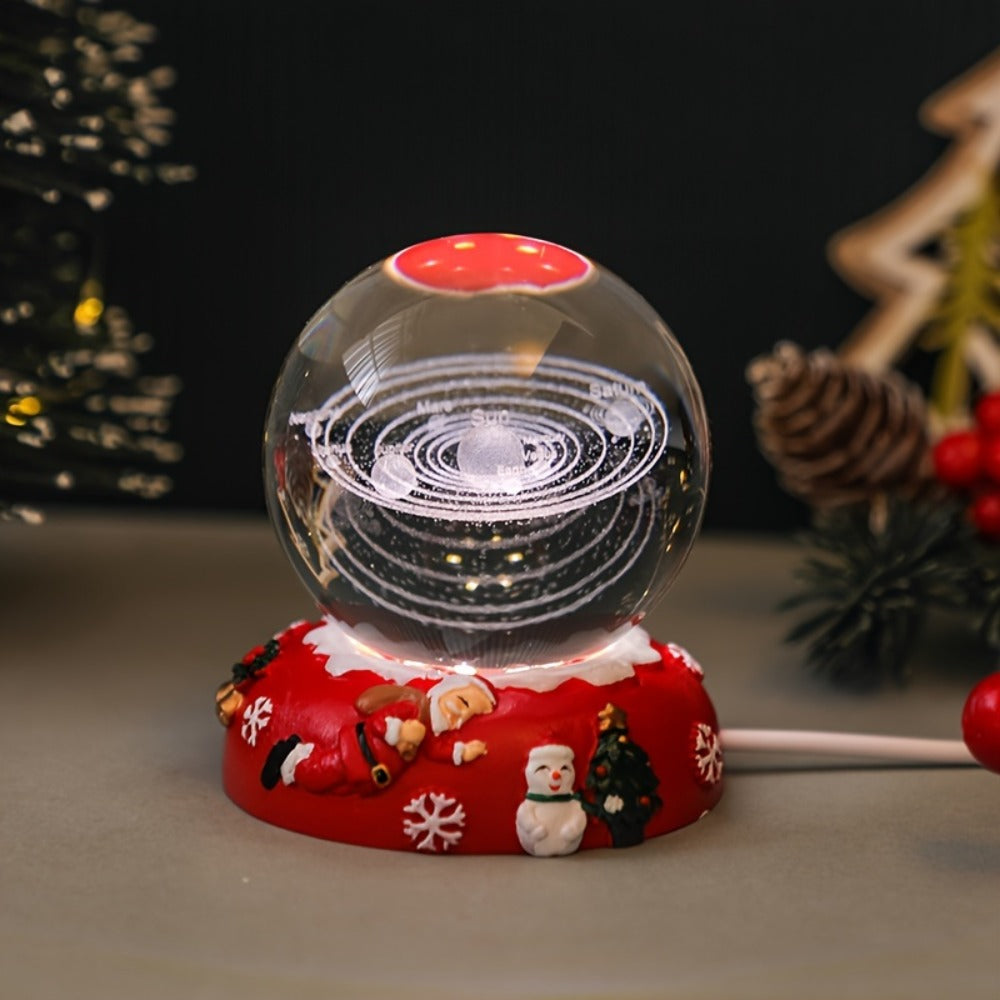 Starry Sky Crystal Ball Night Light ¨C 3D Blue Galaxy Glass Sphere LED Desk Lamp, Creative Tabletop Decor Light for Bedroom, Unique Gift for Holiday Party Birthday (Blue Starry Sky)