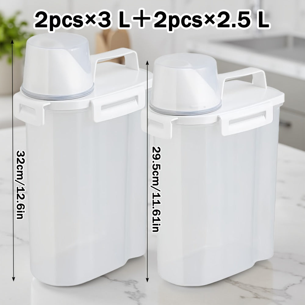 Airtight Food Storage Containers 2/4/6 Pack - BPA-Free 2.5L & 3L Plastic Pantry Bins with Lids, Measuring Cup, Leakproof Seal for Nuts, Flour, Rice, Kitchen Organizer