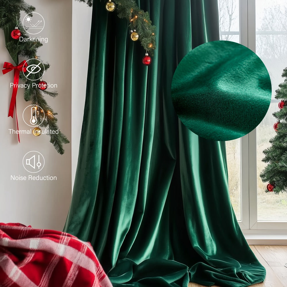 Blackout Curtains 4 Panels Velvet Thermal Insulated Noise Reducing Grommet Top Room Darkening Drapes for Living Room Bedroom Decor