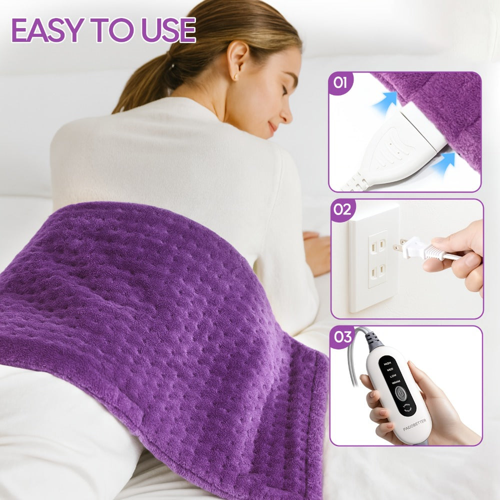 Heating Pad for Back & Neck Pain Relief ¨C Ultra Soft Flannel, Fast Heating, Dry & Moist Heat, Auto Shut-Off, Machine Washable (Small 12x15in / Standard 12x24in / Large 17x33in)
