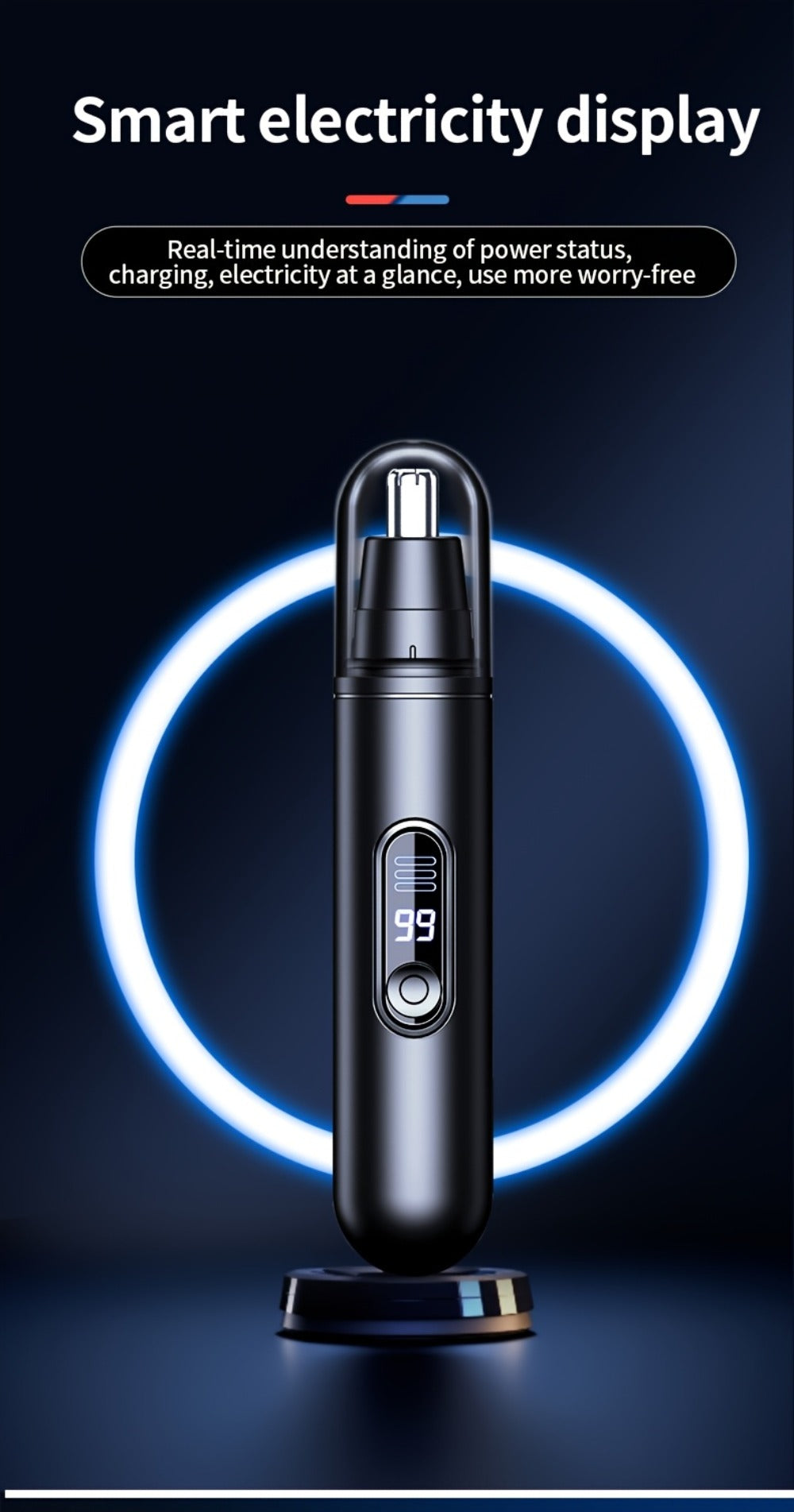 Electric Nose Trimmer with LED Display ¨C USB Rechargeable Painless Facial Hair Removal Device for Men & Women, Nose Ear & Eyebrow Trimmer, Upgraded Grooming Tool, Ideal Gift