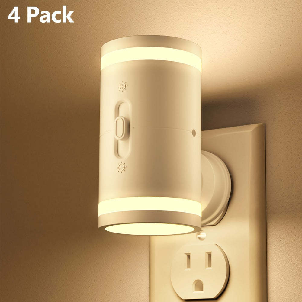 LED Night Light Plug In Dusk to Dawn Sensor ¨C 5-120LM Adjustable Brightness, 3 Color Temperatures, Modern Plug-In Night Lights for Hallway, Bedroom, Staircase, Bathroom & Toddler Room, 2 or 4 Pack