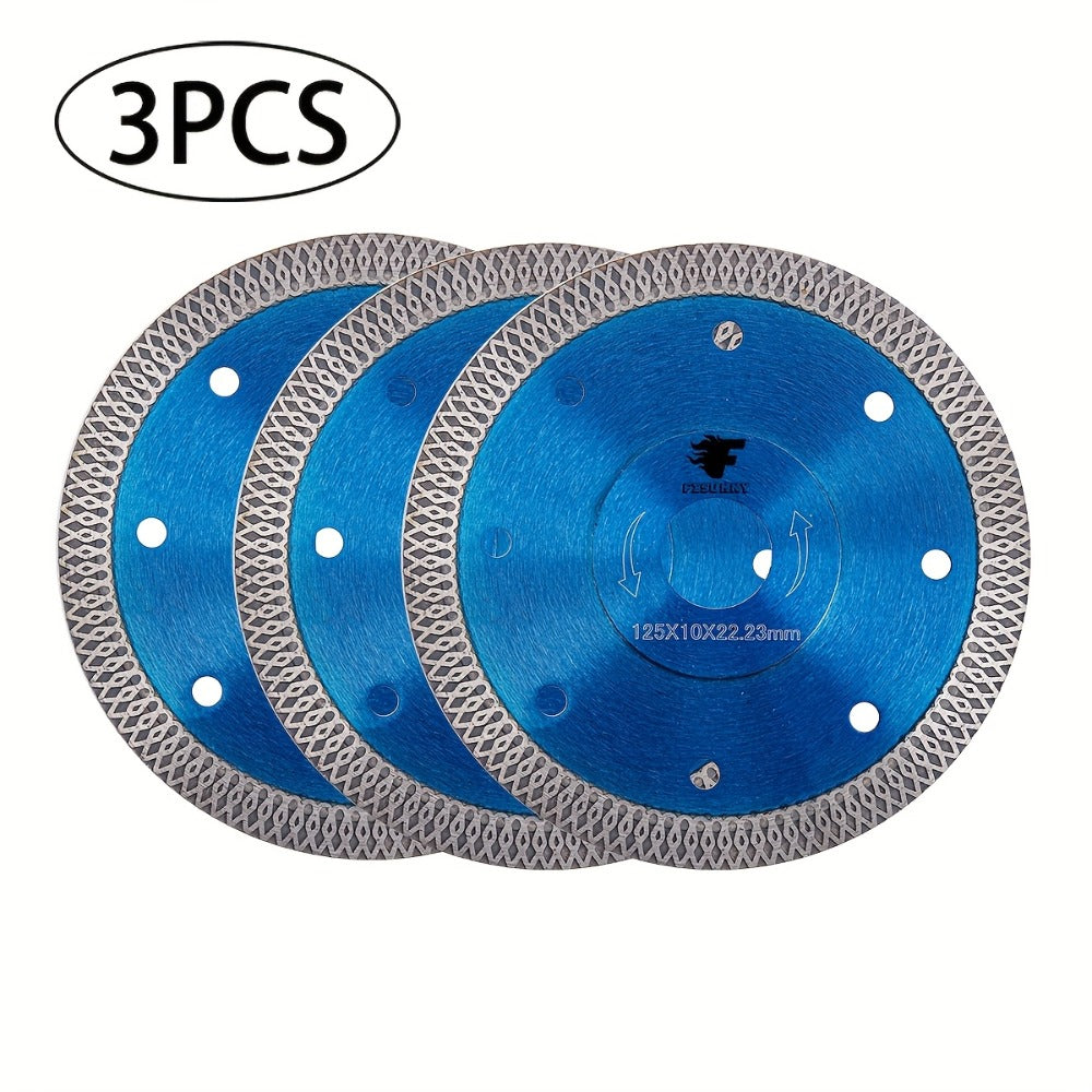 Diamond Saw Blade 4-1/2 Inch 3-Pack X-Teeth Ultra Thin Dry Wet Cut for Porcelain Ceramic Tile Brick Granite Concrete 13000 RPM 7/8 Arbor with 5/8 Adapter DIY Home Use