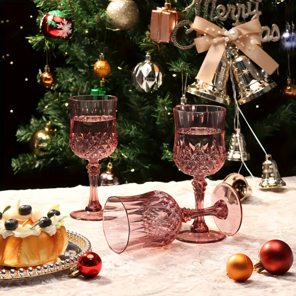 Plastic Wine Glasses 24 Pack ¨C Colorful Shatterproof Goblets for Parties, Weddings & Events ¨C Reusable Vintage-Style Stemmed Cups ¨C Lightweight Bulk Drinkware in Pink, Gold, Blue, Rose Gold & Green