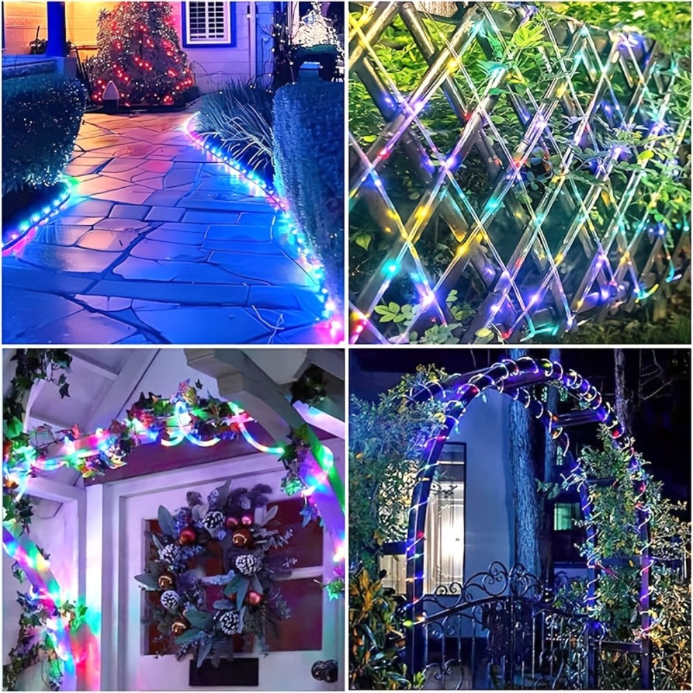 Solar Rope Lights Outdoor 33FT 100LED RGB ¨C 8 Modes IP65 Waterproof String Lights for Garden, Patio, Party & Holiday Decor