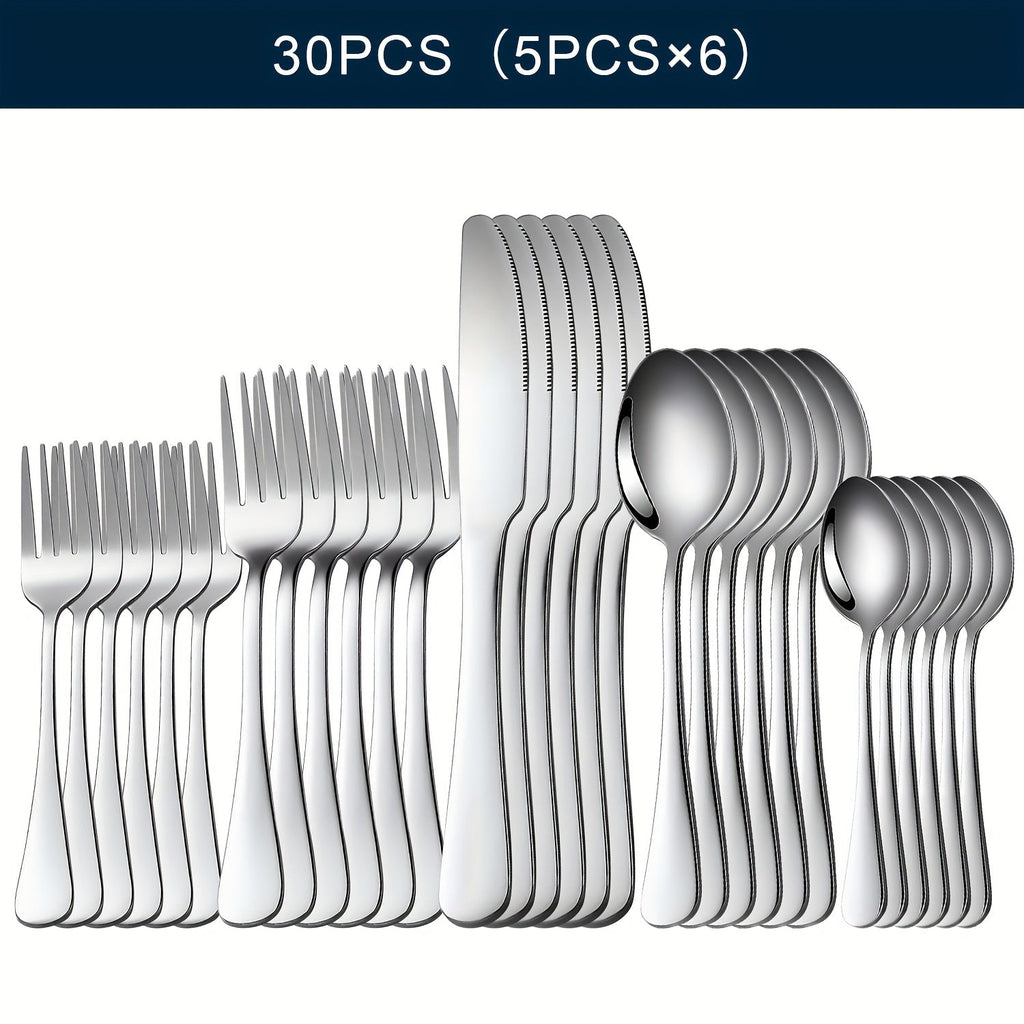 Stainless Steel Silverware Set Flatware Set with Forks Spoons & Knives ¨C Modern Cutlery Set for Kitchen, Dining & Parties, Service for 4/6/12, 20/24/30/65 Piece