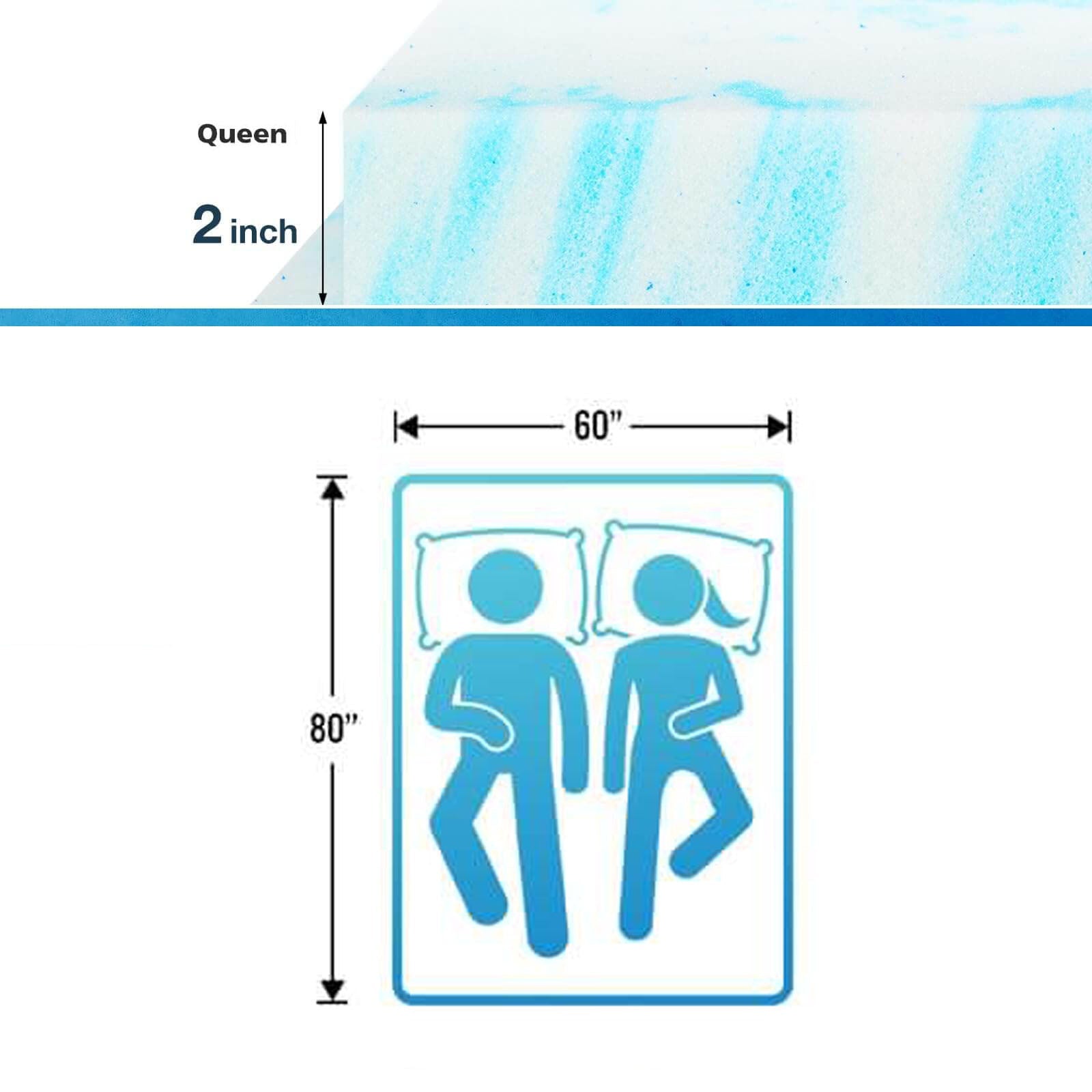 Cooling Gel Swirl Mattress Breathable Lightweight Comfort Foam Bed - Twin Full Queen King + Ergonomic Foam Neck Support Pillow - Choose Mattress Thickness 2in 3in or Gray Pillow Separately or Combined