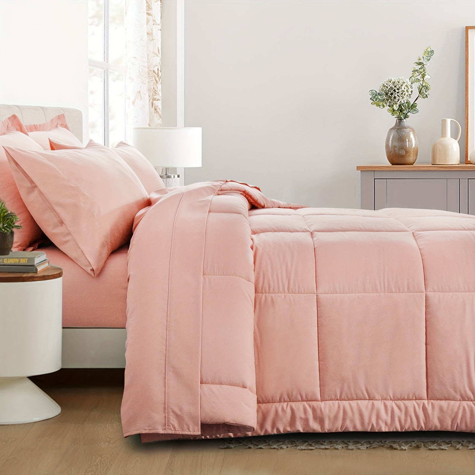 7 Piece Comforter Set Luxury Soft Fluffy Bedding All Season Bed in a Bag with Comforter Fitted Sheet Flat Sheet Pillowcases Hypoallergenic Breathable Easy Care Queen King Twin XL Full