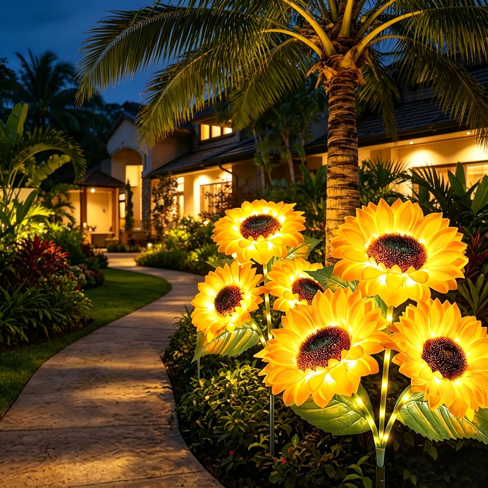 Solar Garden Lights Sunflower LED Outdoor Stake Lights 3-in-1 IP44 Waterproof Solar Powered Lawn Path Landscape Lights for Patio Yard Garden Decor Mother's Day Housewarming Gift