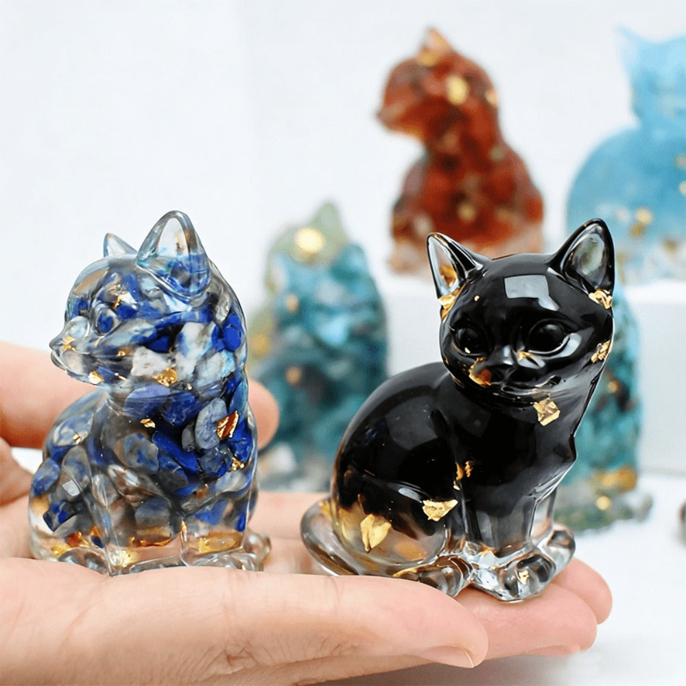 Crystal Resin Standing Cat Figurines Set of 8 ¨C Collectible Spiritual Cat Ornaments for Home Decor, DIY Jewelry, Garden Party & Holiday Gift Decoration