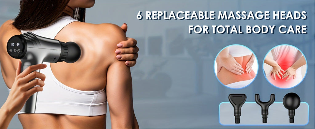 Massage Gun Deep Tissue - GVBER 6-Head Handheld Muscle Massager for Body Pain Relief, Relaxation & Recovery - Gift for Women Men