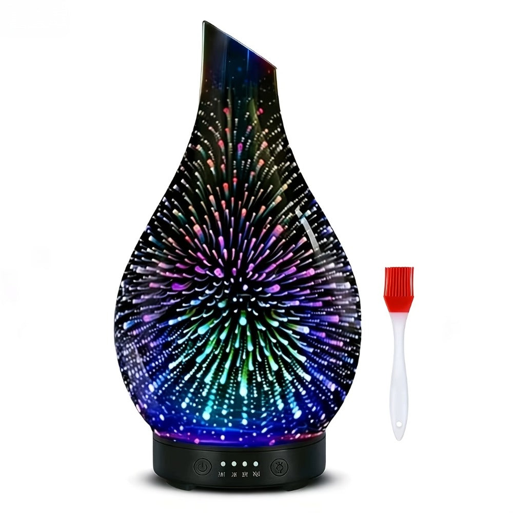Essential Oil Diffuser Glass Ultrasonic Cool Mist Aromatherapy Diffuser ¨C 4.06 oz Quiet Waterless Auto Shut-Off, 4 Timer Settings, 7 Color Night Light, Home Office Bedroom Use (Silver)