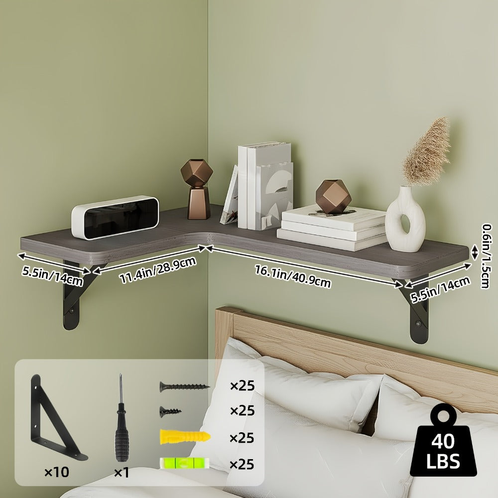 Corner Floating Shelves Wall Mounted Set ¨C Multi-Color Rustic Corner Shelf for Bedroom, Bathroom, Kitchen & Living Room
