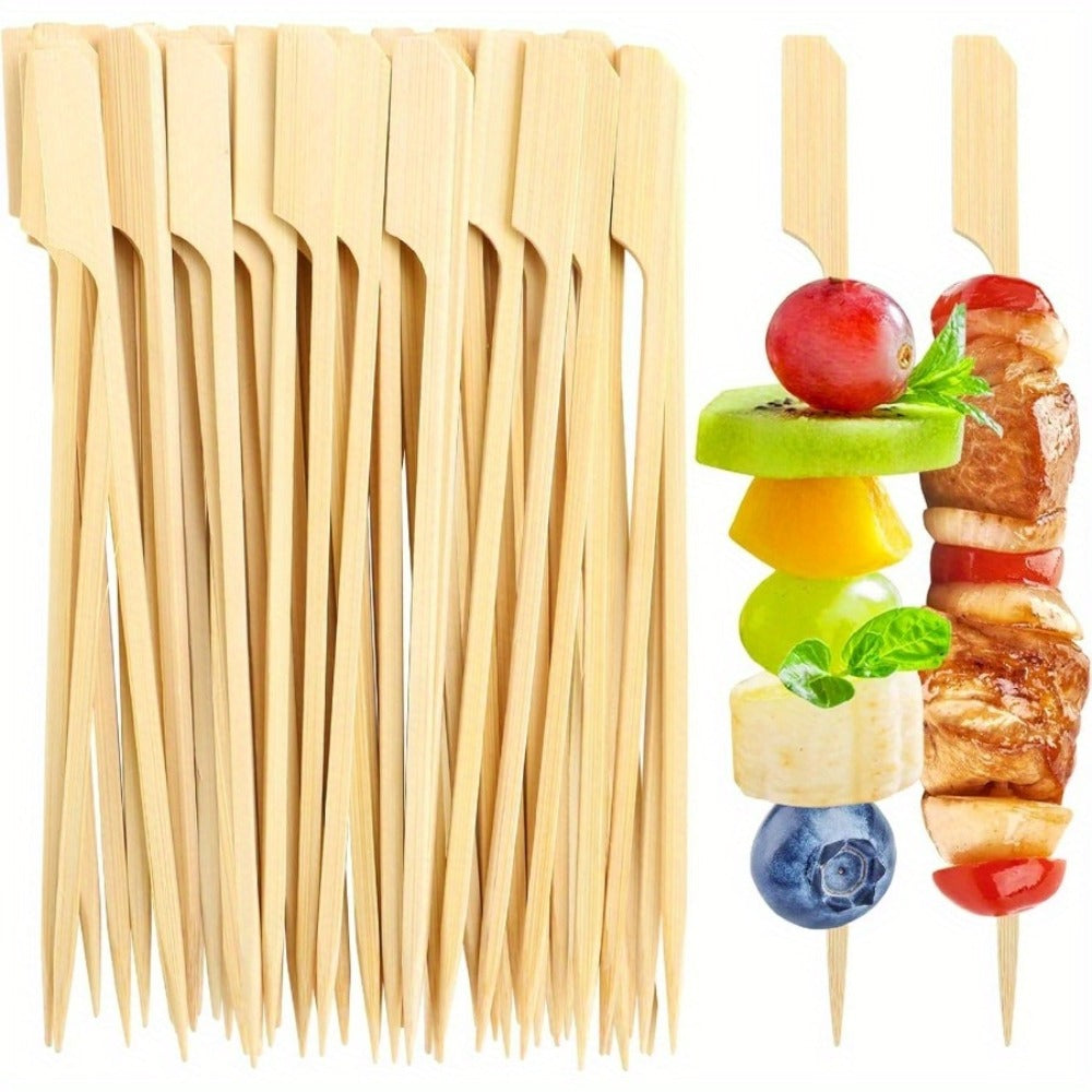 Bamboo Appetizer Skewers 400 Pack 6 Inch ¨C Decorative Rooster Tail Food Picks Flat Wooden Sticks for Party Drinks Fruit Charcuterie Board BBQ Cocktail Toothpicks Bulk