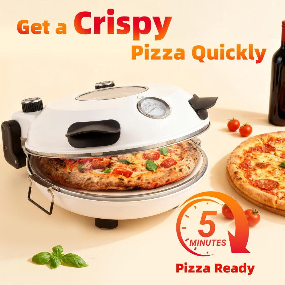 Indoor Pizza Oven Countertop ¨C 12-Inch Electric Pizza Maker Machine for Home Kitchen, Heats Up to 800¡ãF, Fast Baking Grill Oven with Even Heat Distribution, White