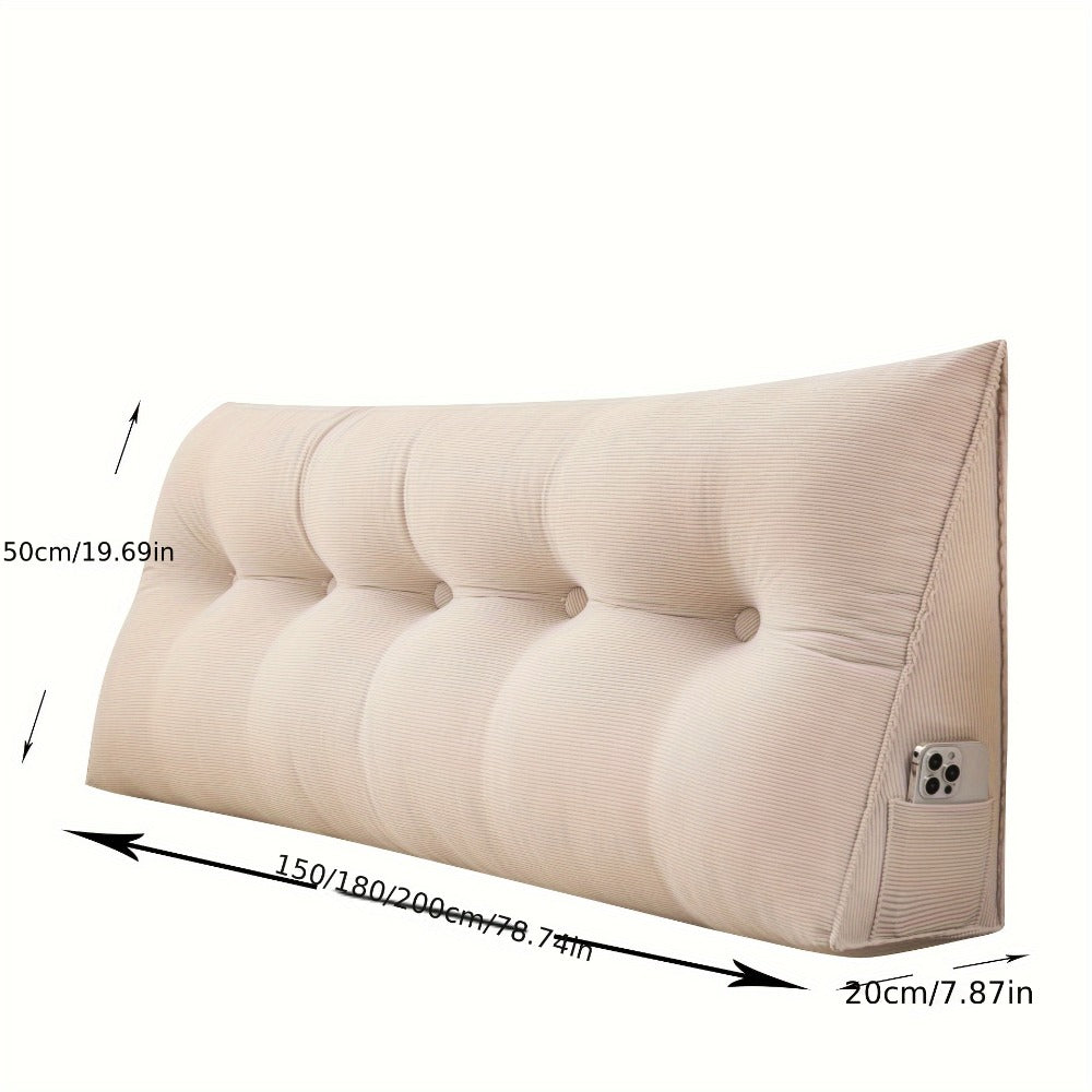 Triangular Wedge Pillow Bed Headrest Backrest Cushion ¨C Quilted Removable Washable Cover Medium Firm Support for Sofa Tatami Reading