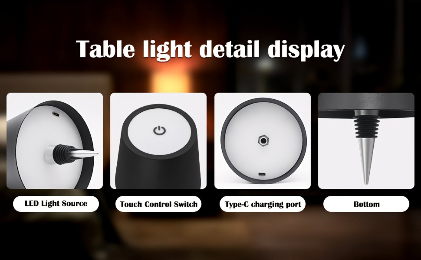 Rechargeable LED Bottle Lamp Table Lamp, 3 Color Temperatures, Touch Control Dimmable Bedside Light for Bedroom Dining Room Bar Desk ¨C Modern Minimalist Design