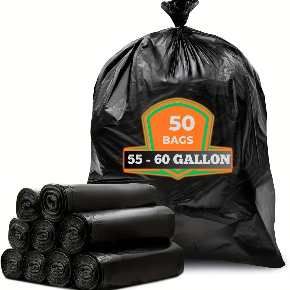 65 Gallon Heavy Duty Trash Bags, Extra Large Black Garbage Bags Tear-Resistant Thickened, 25 & 50 Count for Yard Waste, Outdoor Cleanup, Camping, Lawn & Leaf Bags ¨C Supports Up to 8kg