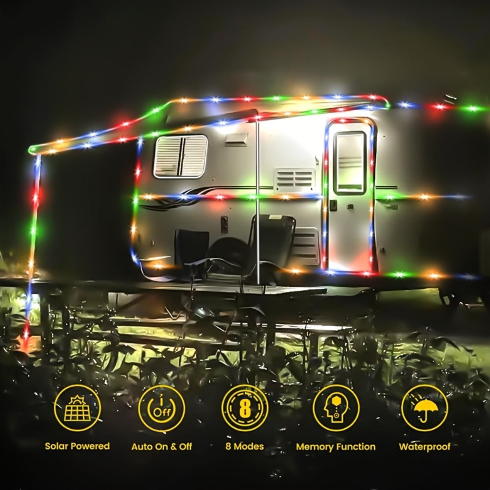 Solar Rope Lights Outdoor 33FT 100LED RGB ¨C 8 Modes IP65 Waterproof String Lights for Garden, Patio, Party & Holiday Decor