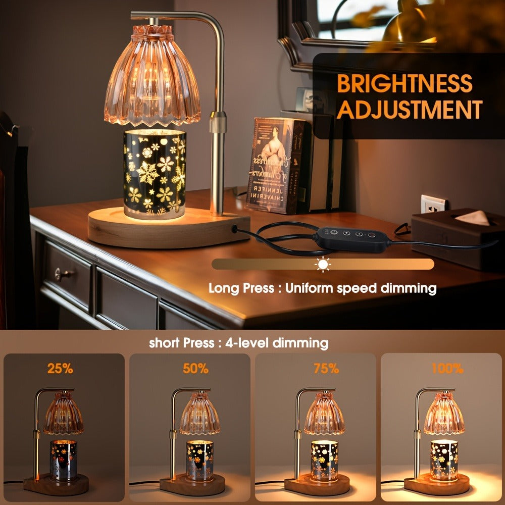 Gold Candle Warmer Lamp Dimmable Adjustable Height Single Wax Melt Warmer for Scented Candle Jars Flameless Electric Candle Lamp Golden Finish Home Decor Gift for Wife Mom Friend Mother's Day Housewarming