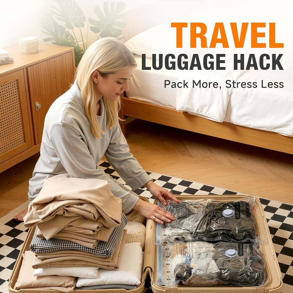 Travel Compression Bags with Pump 24 Pack - Vacuum Storage Pouches for Clothing, Space Saving Packing Bags for Suitcase Backpack