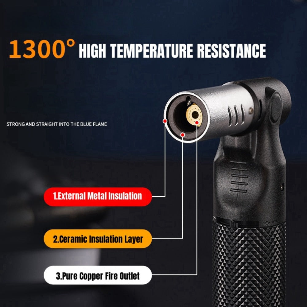 Windproof Torch Lighter ¨C Refillable Jet Flame Butane Lighter with 360¡ã Inverted Ignition, 1800¡ãC High Temp Blowtorch, Flame Size Adjustment, Portable for Camping, BBQ, Welding, Soldering (Butane Not Included)