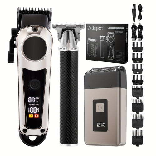 Barber Haircutting Kit Men's Shaving Set USB Rechargeable Gift Box - 1 & 3 Piece Options, Hair Clipper for Home & Salon, Perfect Gift for Boyfriend, Husband, Father's Day, Birthday & Holiday