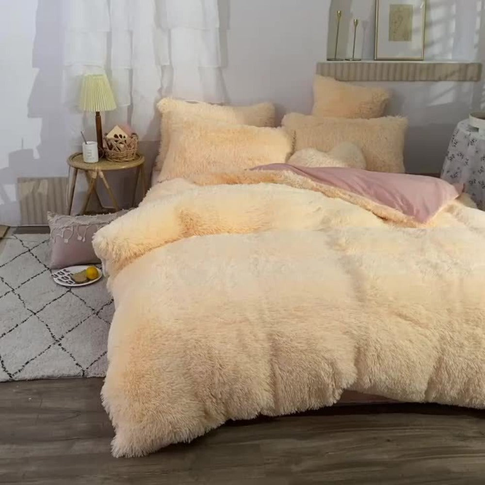 Velvet Duvet Cover Set Fluffy Plush Bedding Minimalist Solid Color, Carved Velvet Quilt Cover with Pillow Shams, Soft Cozy Bedroom Essentials Twin Full Queen King, Black Beige Grey Pink Purple Blue Red Yellow
