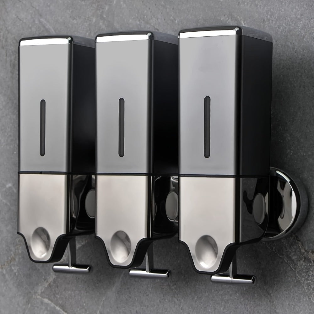 Wall Mounted Soap Dispenser Set 3-Pack No Drill 16.91oz Shampoo Shower Gel Conditioner Dispenser for Bathroom Kitchen