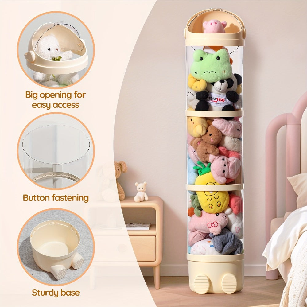 Stuffed Animal Storage Tower ¨C Clear Plastic Toy Organizer with Layered Shelves, Visible Spacious Display Box for Kids Room, Living Room & Bedroom, Great Christmas Gift for Girls