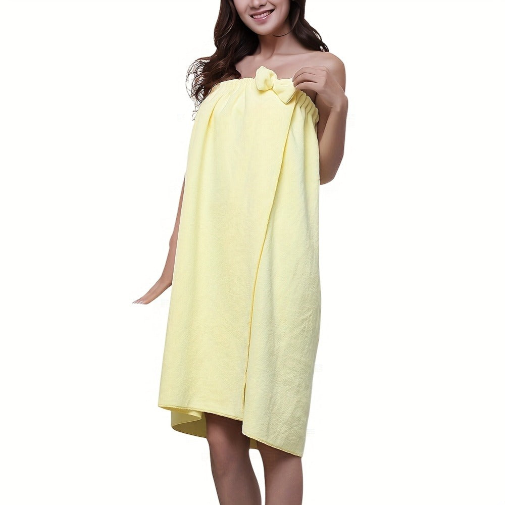 Women's Bath Wrap Towel Robe ¨C Lightweight 250gsm Microfiber Shower Spa Bathrobe with Adjustable Closure One Size Fits Most