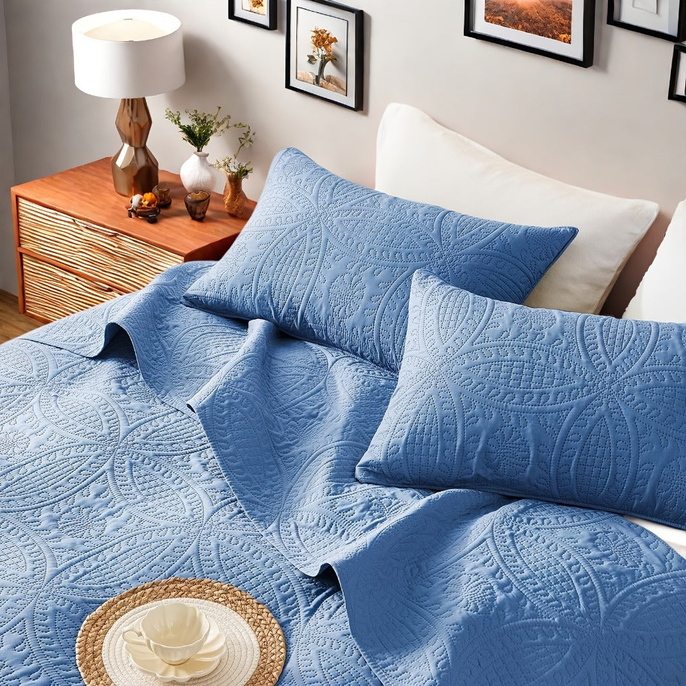 Quilt Set 2-3pcs ¨C Lightweight Microfiber Bedspread Coin Pattern Coverlet All Seasons Twin Full Queen King Cal King