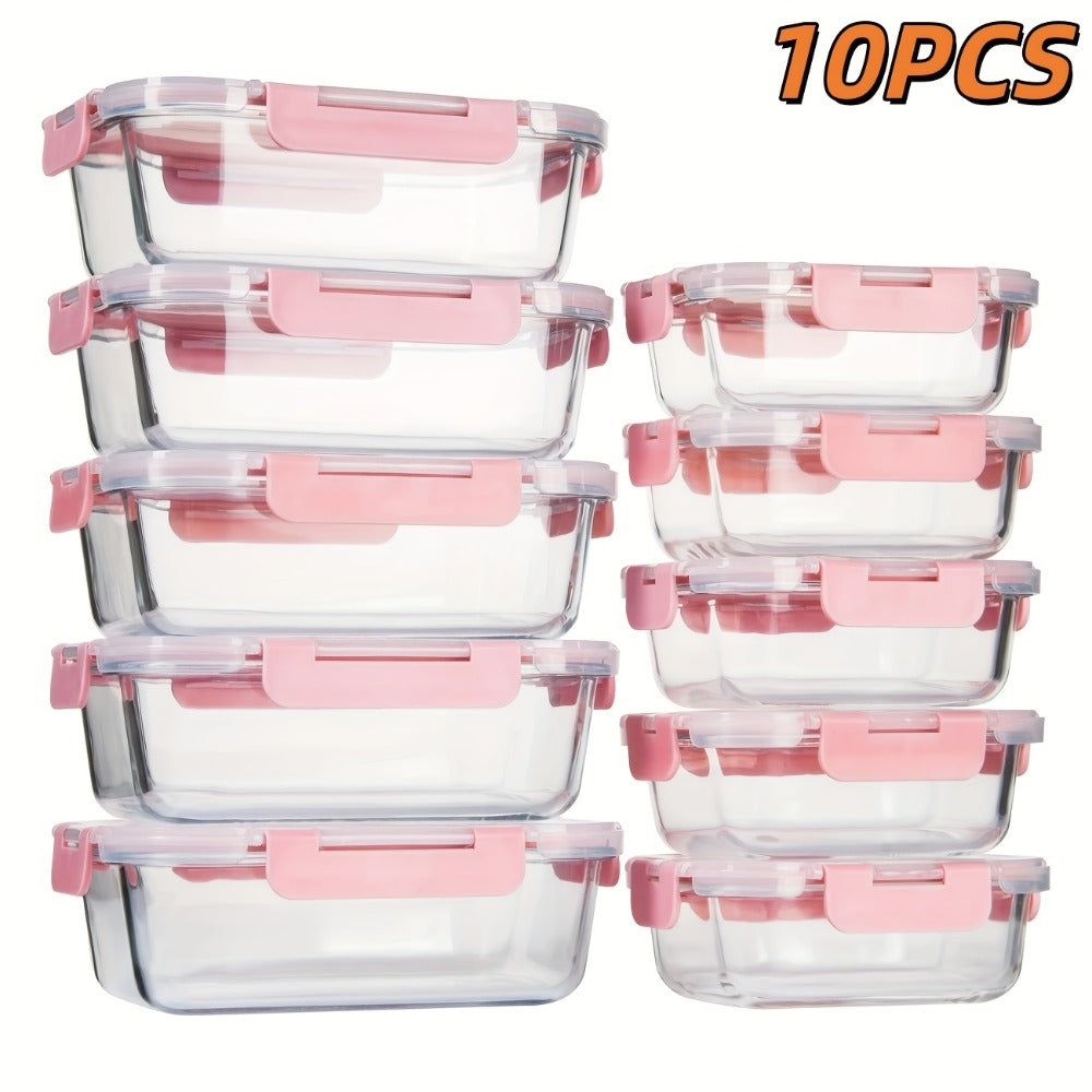 Borosilicate Glass Food Storage Containers Set ¨C 10/12/17pcs Airtight Meal Prep Bento Boxes with Locking Lids, BPA Free, Microwave & Dishwasher Safe, Leak Proof, Mixed Colors