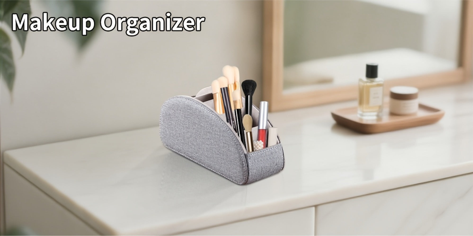 Faux Leather Desktop Organizer 5 Compartments ¨C Multifunctional Remote Control Holder Caddy, Pen Holder Storage Box for Remote Controls, Pens, Eyeglasses, Makeup Brushes & Office Stationery, 10 Styles