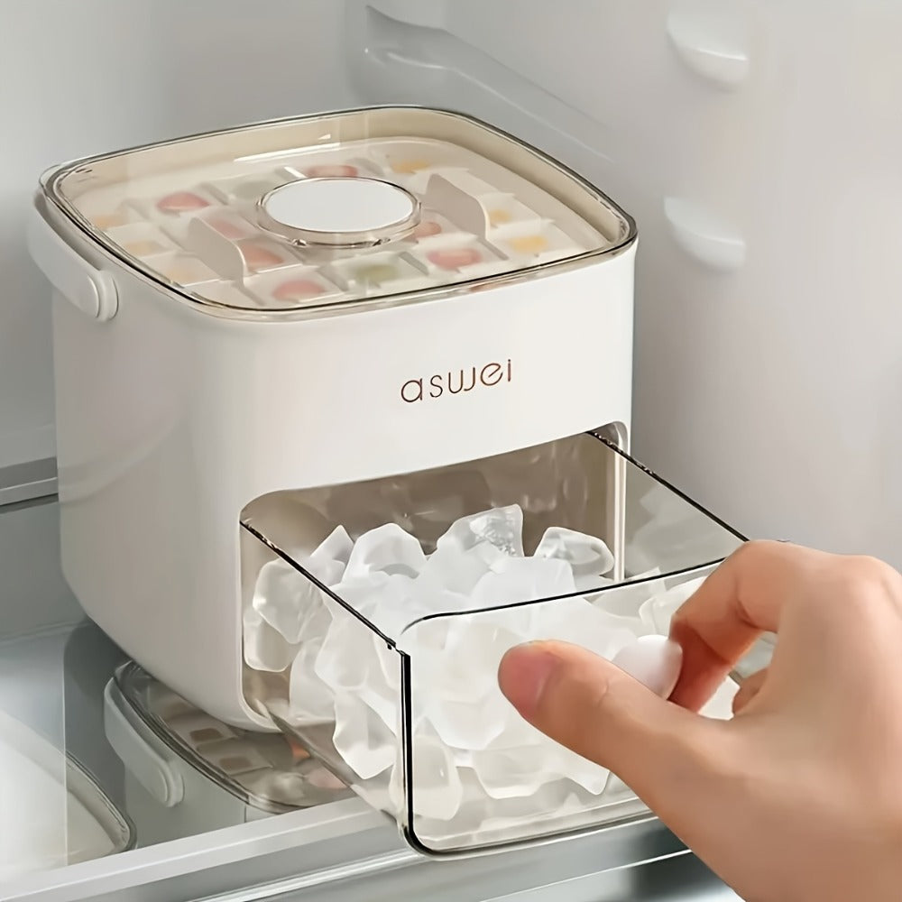 Ice Cube Tray 48 Grid Double Layer Large Capacity - Easy Press Stackable Ice Mold Food Grade Plastic for Freezer Refrigerator, Quick Release Ice Cube Maker for Drinks Cocktails Water, Green