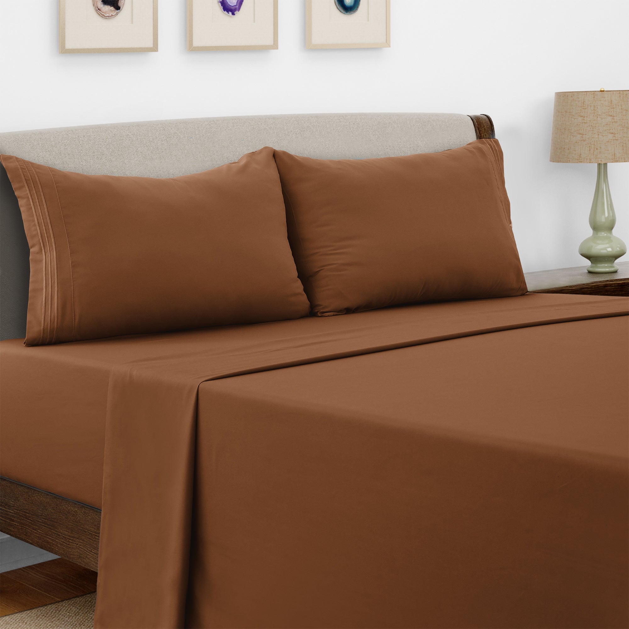 Microfiber Bed Sheet Set 4 Piece - Soft Breathable Deep Pocket 16 inch Fitted Sheet, Flat Sheet & Pillowcases, Wrinkle Fade Resistant Bedding for All Seasons Twin Twin XL Full Queen King Cal King, 24 Colors